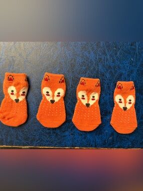 Orange Fox Pattern dog Socks